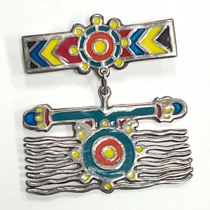 Broche colgante Citlali México plata esterlina esmalte incrustaciones piedras - Imagen 1 de 12