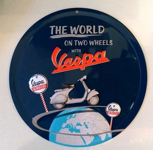 Plaque métal vintage  VESPA ronde 15 cm - Picture 1 of 4