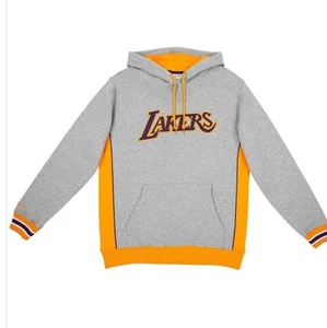 Los Angeles Lakers Mitchell & Ness Hardwood Classic Pullover Hoodie Gray - New - Picture 1 of 9