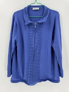 Fellahamilton Made In Australia Women Blue Wool Sweater Zip-Up Cardigan Sz L- XL - Picture 1 of 8