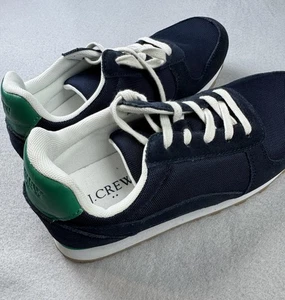 J Crew Zapatos Para Hombre Talla 8 Azul Marino Blanco Retro Zapatillas para Corredor Cuero Textil - Imagen 1 de 8