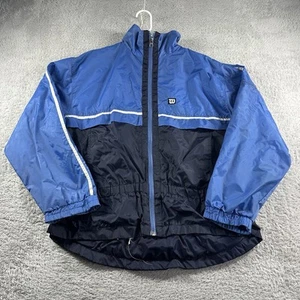 Wilson Windbreaker Track Jacket Womens Medium Blue Color Block Cinched Waist - Picture 1 of 13