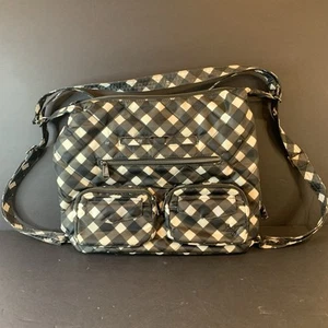 Lug Zipliner Convertible Hobo Bag Black White Gray Crossbody Backpack Nylon - Picture 1 of 13