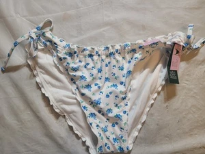 Women's Ruffle Side-Tie Adjustable Coverage Bikini Bottom Wild Fable Blue/White - Picture 1 of 7