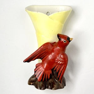 Vintage Kardinal Vogel Wand Taschen Vase Japan (reparierter Flügel) - Bild 1 von 12