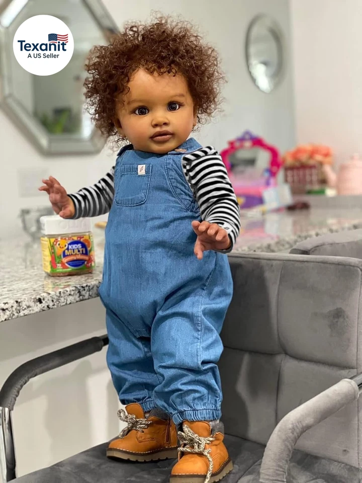 Reborn Baby Dolls Black Toddler Boy 26 Inch Big Size Lifelike African American B - Image 1 of 4