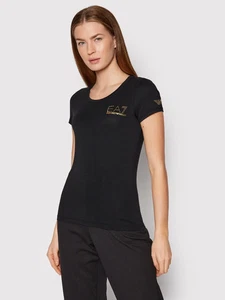 EA7 T-SHIRT DONNA COTONE/MO EMPORIO ARMANI art. 8NTT65 TJDQZ - 1200 BLACK solo S - Picture 1 of 4