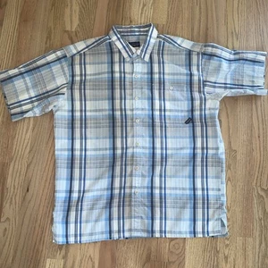 PATAGONIA~ Mens L~Seersucker Button Up Plaid Shirt SS Casual - Picture 1 of 5