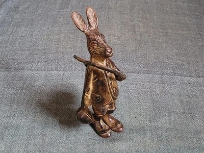 antike uralte Original Wiener Bronze Skulptur "Hase mit Jagdhorn" - Gründerzeit - Bild 1 von 4