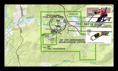 US COVER WINTER OLYMPICS SKIING FDC COMBO KMC VENTURE HAND MADE - Image 1 of 2