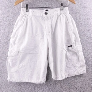 Blanc du Nil Mens Premium White Cargo Shorts Size S Elastic Waist Linen - Picture 1 of 6