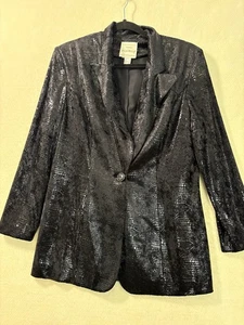 Chaqueta Blazer Joseph Ribkoff Negra Piel de Serpiente Frente Abierto Mujer’s Talla 10 - Imagen 1 de 9