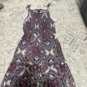Art Class Maxi Dress Girls L (10/12) Burgundy Print Rayon Sleeveless -EUC! - Picture 1 of 3