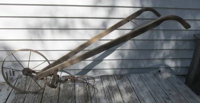 Vintage  Cultivator single wheel & four tine weed cultivator  Wd handles - Image 1 of 4