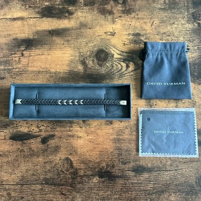 Pulsera tejida David Yurman Chevron con titanio negro y diamantes blancos - RARA Foto 1 de 4