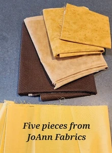 LOT of Browns/Golds Fabric Pieces Remnants, Quilting Dots, Plain, Marbled - Picture 1 of 6