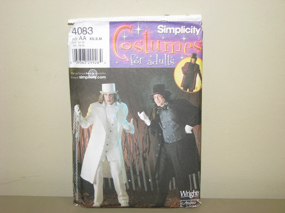 SIMPLICITY 4083 Victorian Steampunk Coat, Vest & Cape Costume Pattern XS S M - Image 1 of 1