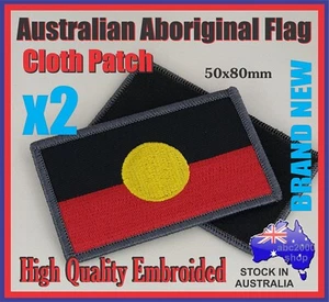 2x Australian Aboriginal Flag Applique Embroidered Cloth Patch Sew On Badge - Picture 1 of 2