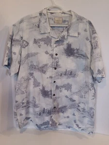 Trader Bay Mens XL Short Sleeve Button Down Island Alps Stoenhenge White Cotton - Picture 1 of 6