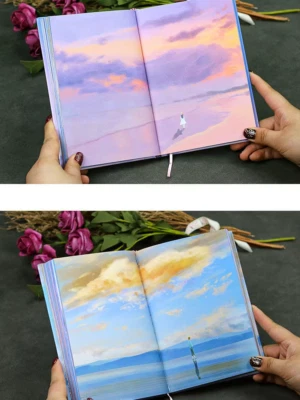 Full Color Page Notebook Beautiful Cute Diary 112 Sheets Student Hardcover - Image 1 of 3