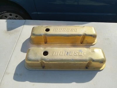 Moroso Pontiac 326-455 Anodized Gold Aluminum Valve Covers, 80's Vintage - Image 1 of 4