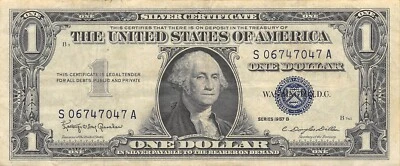 USA  $1  Silver Certificate  Series of 1957 B  Block S-A  Circulated Banknote ZD - Image 1 of 2