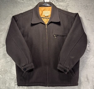 Vintage St Johns Bay Jacket Mens Medium Black Wool Quilted Lined Insulated 90s - Picture 1 of 12