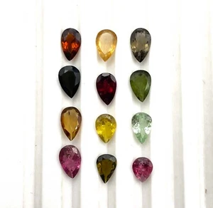 Natural Multi Tourmaline Pear Cut Loose Gemstone Lot 16 Pcs 5*7-5.50*8 MM 10 CT - Picture 1 of 5