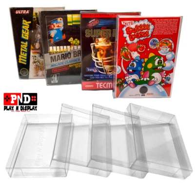 10 NES Nintendo Box Protectors Clear Plastic Display Case Sleeve Storage Thick  - Image 1 of 4
