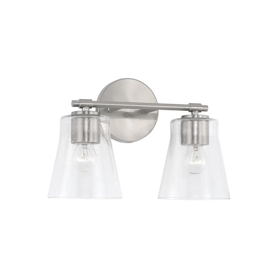 Capital Lighting Baker 2 Light Vanity, Nickel/Clear Seeded - 146921BN-533 - Image 1 of 1