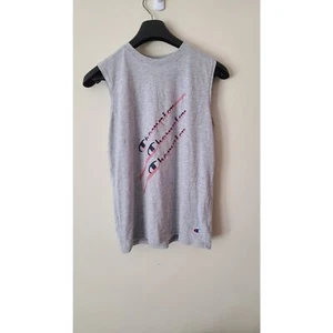 USED Champion Boys Athletic Muscle Sleeveless Shirt Sz XL Grey w/Red & Blue - Picture 1 of 4
