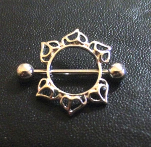 1 Hearts Sun Flower Floral Dangle Nipple shield Ring Bar body piercing jewellery - Picture 1 of 1