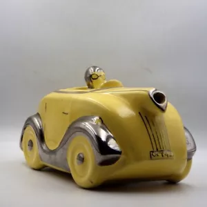 SADLER 1930s Art Deco Yellow RACING CAR TEAPOT - Picture 1 of 6