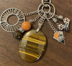 Cleveland Browns NFL Purse Charm Key Ring Chain With Tiger Iron Pendant - Picture 1 of 4