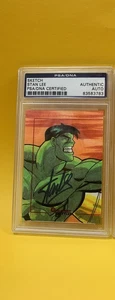 (SIGNED) STAN LEE Greatest HULK Iron Man Sketch FEX card Coa (PSA DNA) LEFT side - Picture 1 of 4
