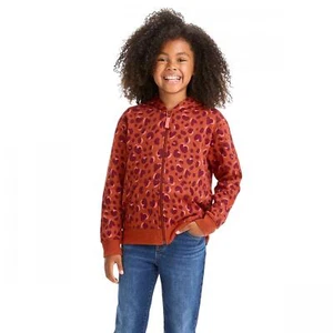 cat & Jack Girls Zip-Up Full Zip Fleece Hoodie Sweatshirt Chestnut Orange M - Picture 1 of 6
