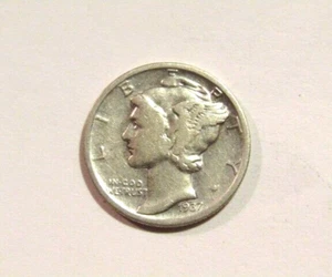 Moneta argento 10c US 1937-S Mercury Dime - Foto 1 di 4
