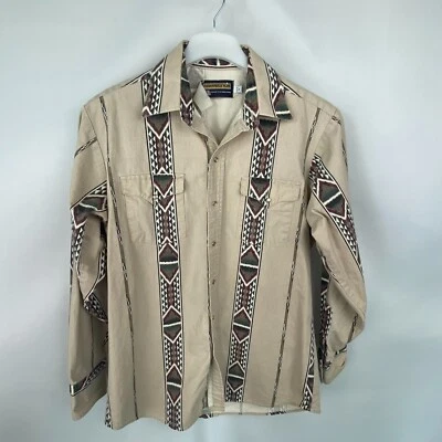 VTG Panhandle Slim Western Cowboy Pearl Snap Shirt 15 1/2 35 Beige Made in USA - Image 1 of 4
