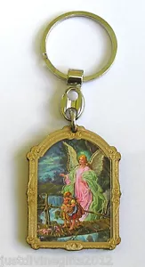 VARIOUS SAINTS Key Ring Wood Gold Highlights Religious Gift - Wooden - Picture 1 of 10