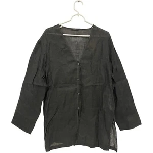 Massimo Dutti Women Oversize Linen Blouse S Duck Green Button Shirt 5129/941 NWT - Picture 1 of 13