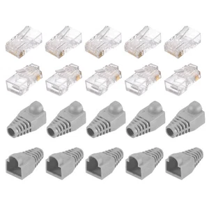 RJ45 Cat6 Connectors RJ45 Ends 8P8C Modular with Dark Grey Boots Cover 20pcs - Afbeelding 1 van 7