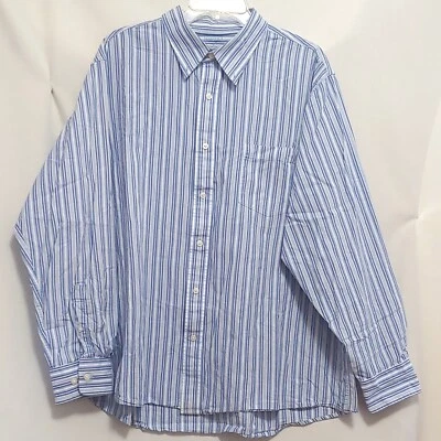 Sonoma Mens Cotton Button Down Long Sleeve Blue/White Stripe Dress Shirt Size XL - Image 1 of 2