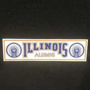 Pegatina de parachoques Chief Illiniwek University of Illinois Alumni - 11" x 3" +/- - Imagen 1 de 3