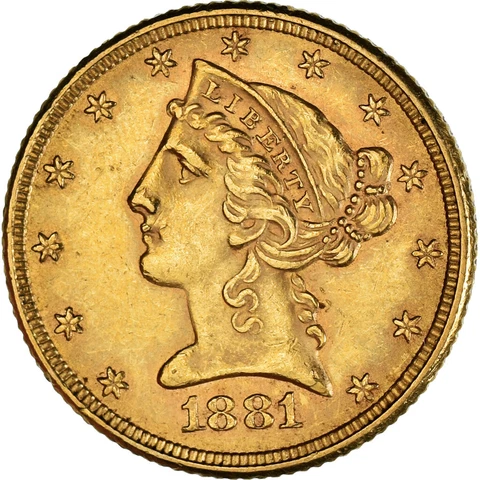 [#1111232] Coin, United States, Coronet Head, $5, Half Eagle, 1881, U.S. M, int Cover