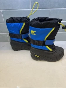 Sorel Unisex Kids Youth Flurry Waterproof Insulated Snow Winter Boot Sz 8 Blue - Picture 1 of 4