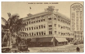 20er Jahre Miami, Florida - Hotel, Straßenszene, alte Autos - Vintage Postkarte - Bild 1 von 2