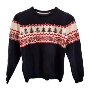 Janie And Jack Christmas Tree Fair Isle  Sweater Boys Sz 12 Crewneck Holiday  - Picture 1 of 6