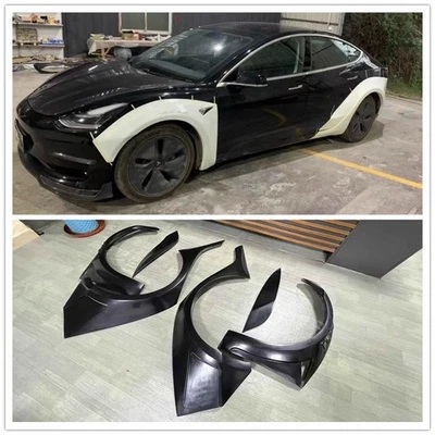 Cubierta acampanada guardabarros borde ceja arco rueda FRP sin pintar para Tesla modelo 3 sedán Foto 1 de 4