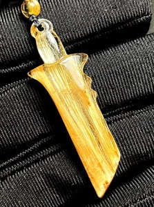 5.8g Top Natural Gold Rutilated hair Crystal Quartz pendant reiki healing gift - Picture 1 of 7
