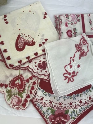 Lote de pañuelos vintage de algodón para San Valentín con hermosos detalles Foto 1 de 4